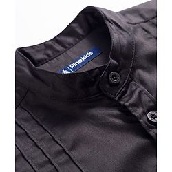 Pine Kids Cotton Woven Full Sleeves Party Shirt with Pin Tuck Pattern - Black