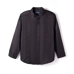 Pine Kids Cotton Woven Full Sleeves Party Shirt with Pin Tuck Pattern - Black