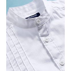 Pine Kids Cotton Woven Full Sleeves Solid Color Party Shirt with Pintuck Detailing - White