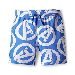 Pine Kids Marvel Single Jersey Knit Drop Shoulder Half Sleeves Oversized T-Shirt & Shorts Set With Iron Man Graphics - Blue