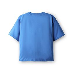 Pine Kids Marvel Single Jersey Knit Drop Shoulder Half Sleeves Oversized T-Shirt & Shorts Set With Iron Man Graphics - Blue