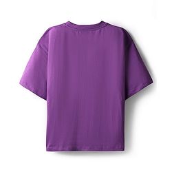 Pine Kids Marvel Single Jersey Knit Drop Shoulder Half Sleeves Oversized T-Shirt & Shorts Set With Avengers Graphics - Purple