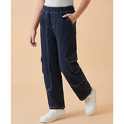 Pine Kids Denim Woven Full Length Washed Jeans - Black