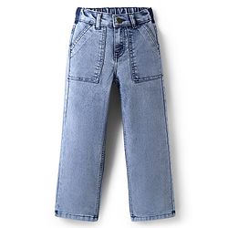 Pine Kids Woven Full Length Washed Denim Jeans - Light Blue