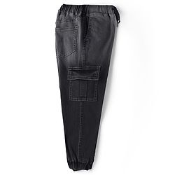 Pine Kids Woven Full Length Washed Denim Jeans With Cargo Pocket - Black