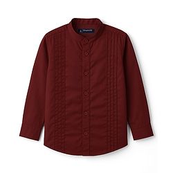 Pine Kids Cotton Woven Full Sleeves Solid Party Shirt - Maroon