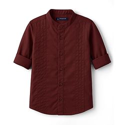 Pine Kids Cotton Woven Full Sleeves Solid Party Shirt - Maroon