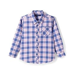 Pine Kids Cotton Woven Full Sleeves Checkerd Shirt with T-Shirt - Blue
