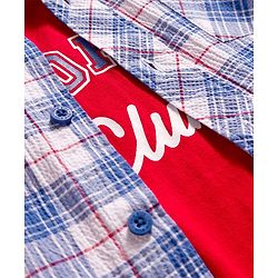 Pine Kids Cotton Woven Full Sleeves Checkerd Shirt with T-Shirt - Blue