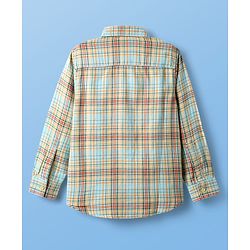 Pine Kids Cotton Knit Full Sleeves Checkered Shirt with T-Shirt - Aqua Blue