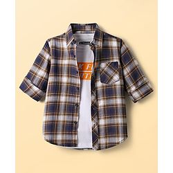 Pine Kids Cotton Knit Full Sleeves Checkered Shirt with Shirts - Multicolor