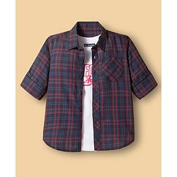 Pine Kids Cotton Woven Full Sleeves Checkered Shirt with Inner Tee - Multicolor