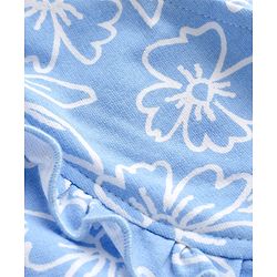 Pine Kids 100% Cotton Mid Thigh Shorts With Floral Print & Frills Detailing - Blue