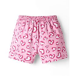 Pine Kids 100% Cotton Mid Thigh Shorts With Hearts Print - Pink