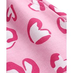 Pine Kids 100% Cotton Mid Thigh Shorts With Hearts Print - Pink