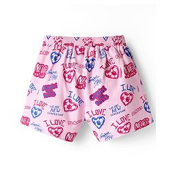 Pine Kids 100% Cotton Mid Thigh Shorts With Text Print - Pink