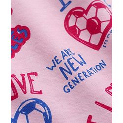 Pine Kids 100% Cotton Mid Thigh Shorts With Text Print - Pink