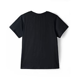 Pine Kids Cotton Knit Half Sleeves Oversized T-Shirts with Text Print - Black