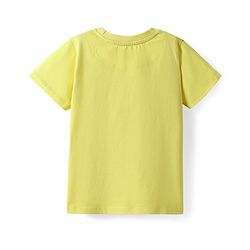 Pine Kids Cotton Knit Half Sleeves T-Shirt with Floral Print - Lemon