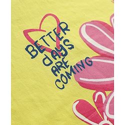 Pine Kids Cotton Knit Half Sleeves T-Shirt with Floral Print - Lemon