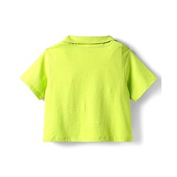 Pine Kids Single Jersey Knit Half Sleeves Shirt & Culotte Pant Set With Floral Print - Lime Green & Pink