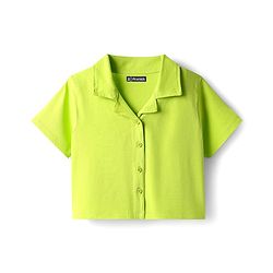 Pine Kids Single Jersey Knit Half Sleeves Shirt & Culotte Pant Set With Floral Print - Lime Green & Pink