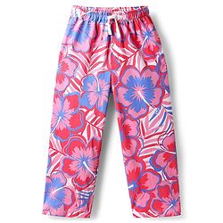 Pine Kids Single Jersey Knit Half Sleeves Shirt & Culotte Pant Set With Floral Print - Lime Green & Pink