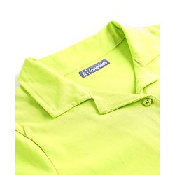 Pine Kids Single Jersey Knit Half Sleeves Shirt & Culotte Pant Set With Floral Print - Lime Green & Pink