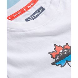 Pine Kids Cotton Knit Half Sleeves T-Shirt With Animal Print - White