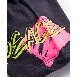 Pine Kids Cotton Knit Drop Shoulder Half Sleeves T-Shirt With Cool Text Print - Black