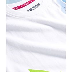 Pine Kids Cotton Knit Drop Shoulder Half Sleeves T-Shirt With Floral Print - White