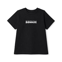 Pine Kids Cotton Knit Half Sleeves T-Shirt With Front & Back Floral & Text Print - Black