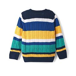 Pine Kids Knit Full Sleeves Pullover Sweater With Colour Block Design - Multi Colour