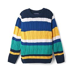 Pine Kids Knit Full Sleeves Pullover Sweater With Colour Block Design - Multi Colour