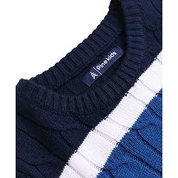 Pine Kids Knit Full Sleeves Pullover Sweater With Colour Block Design - Multi Colour