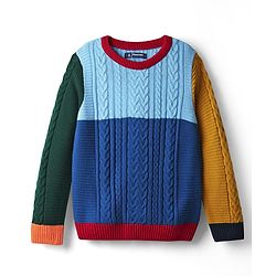 Pine Kids Knit Full Sleeves Colour Block Pullover Sweater With Cable Knit Design - Multi Colour