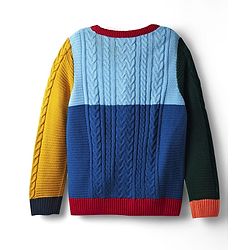Pine Kids Knit Full Sleeves Colour Block Pullover Sweater With Cable Knit Design - Multi Colour