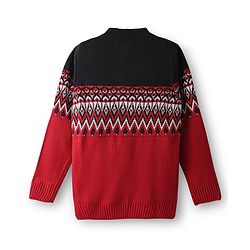 Pine Kids Knit Full Sleeves Pullover Sweater with Chevron Design - Red