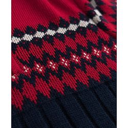 Pine Kids Knit Full Sleeves Pullover Sweater with Aztec Design - Red & Navy Blue