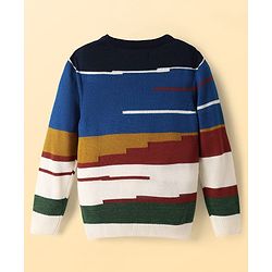 Pine Kids Knit Full Sleeves Pullover Sweater With Colour Block Design - Multi Colour