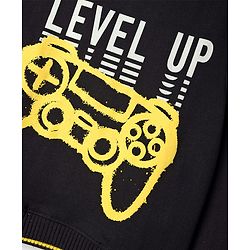 Pine Kids Knit Full Sleeves Sweatshirt With Gaming Print - Black