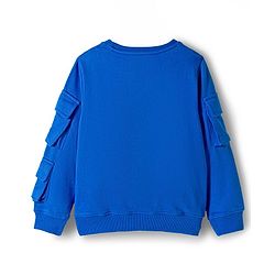 Pine Kids Knit Full Sleeves Sweatshirt With Space Print - Navy Blue