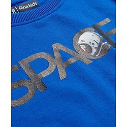 Pine Kids Knit Full Sleeves Sweatshirt With Space Print - Navy Blue