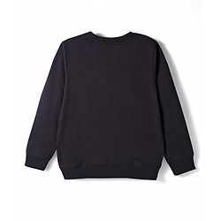 Pine Kids Knit Full Sleeves Sweatshirt with Tropical Theme Print - Black
