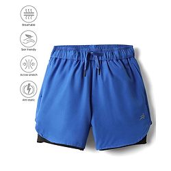 Pine Active Knit Active Stretch Solid Shorts with Tights - Royal Blue