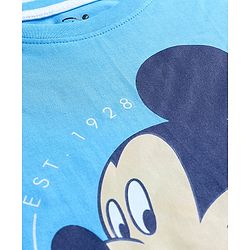 Pine Kids Disney 100% Cotton Full Sleeves Night Suit With Mickey Mouse Graphics - Blue