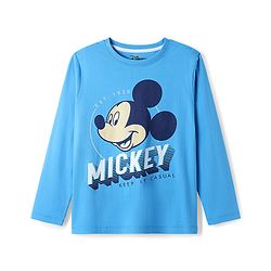 Pine Kids Disney 100% Cotton Full Sleeves Night Suit With Mickey Mouse Graphics - Blue