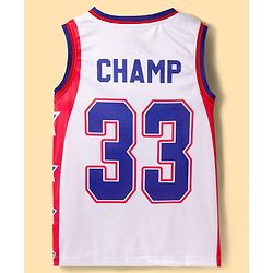 Pine Active Knit Sleeveless T-Shirt & Short Set with Text Print - White Red & Blue