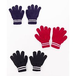 Pine Kids Knit Gloves With Stripes Pack of 3 - Color may Vary