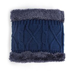 Pine Kids Knit Solid Woollen Cap & Muffler Navy Blue - Diameter 15 cm